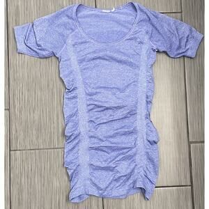 Calia By Carrie Underwood Womens Ruched Short Sleeve T Tee Shirt Top Purple XS